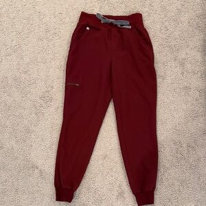 Figs Burgundy High Waisted Zamora Pants XS